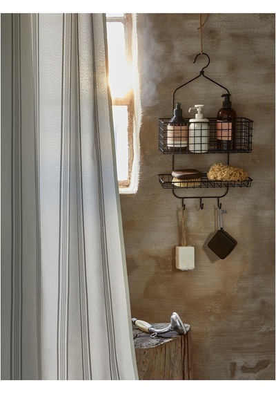 2 Katlı Banyo Duş Sepeti, Meridyendukkan Siyah Renk 31x56 Cm Metal Duş Rafı Çok Renkli