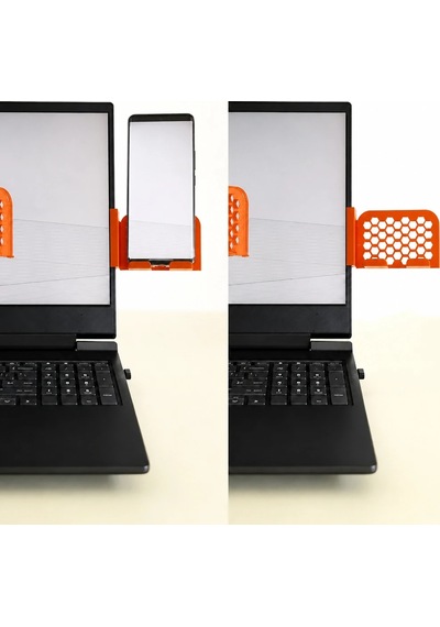 3d Baskı Monitor Telefon Tutucu - Petek Desenli Laptop Kenar Telefon Tutucu-turuncu Çok Renkli