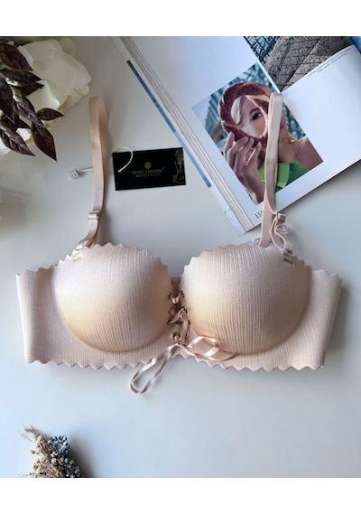 Intive Lady Lazer Kesim Önden Bağlamalı İthal Dikişsiz Push-up Ma Pudra