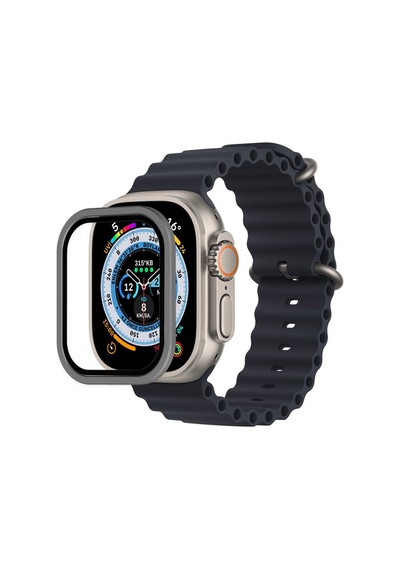 Watch Ultra 49mm Alüminyum Kasa Cam Ekran Koruyucu - Gri Bz8683140517045