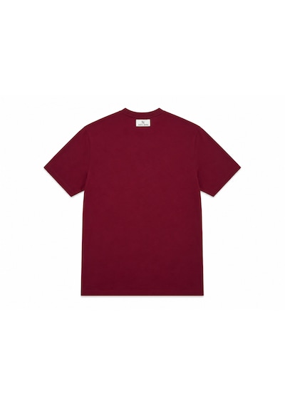 Vasto Moda Erkek Oversize Kalın Dokulu %100 Organik Pamuk Bisiklet Ribana Yakalı Bordo T-shirt
