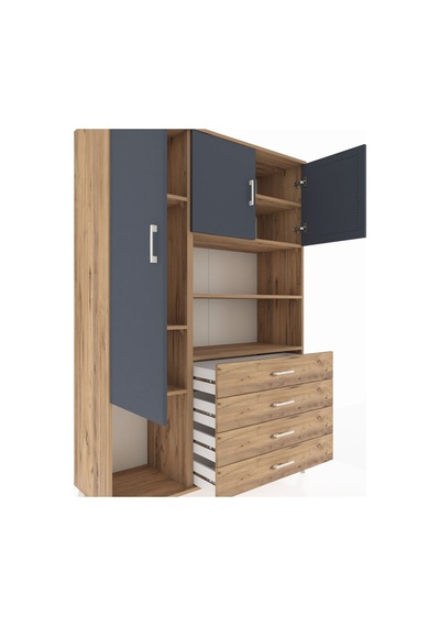 Hyperion Dolap 7 Raflı 4 Çekmeceli 3 Kapaklı 132x44x195 Çam-antrasit/çam Antrasıt/atlas Çam Hyperion Dolap 7 Raflı 4 Çekmeceli 3 Kapaklı 132x44x195 Çam-antrasit/çam Antrasıt/atlas Çam