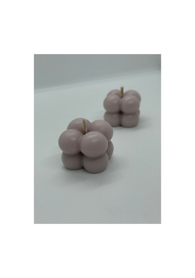 El Yapımı Bej Küp Mum 2'li Küçük Bubble %100 Soya Wax Düğün/kına/nişan/hediyelik Bej