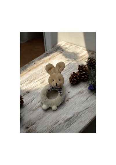 Peluş Tavşan Simit Lastik Toka Krem - 673709042 Krem