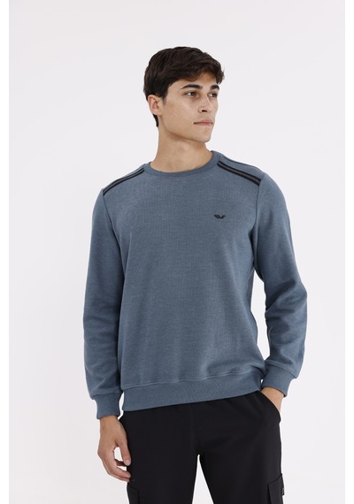 Rowinger Selanik Kumaş Yapılı Esnek Manşetli Konforlu Rahat Kesim Sweatshirt PETROL