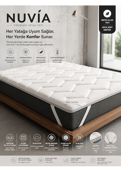 Nuvia 7 Cm Yatak Pedi, Topper Ve Şilte 4 Köşe Lastikli Kapitoneli Sünger Yer Yatağı Ve Misafir Yatağı 24 Dns Orta Sert Sünger Tamzara Kumaş 24 Dns 7 Cm Nuvia 7 Cm Yatak Pedi, Topper Ve Şilte 4 Köşe Lastikli Kapitoneli Sünger Yer Yatağı Ve Misafir Yatağı 24 Dns Orta Sert Sünger Tamzara Kumaş 24 Dns 7 Cm