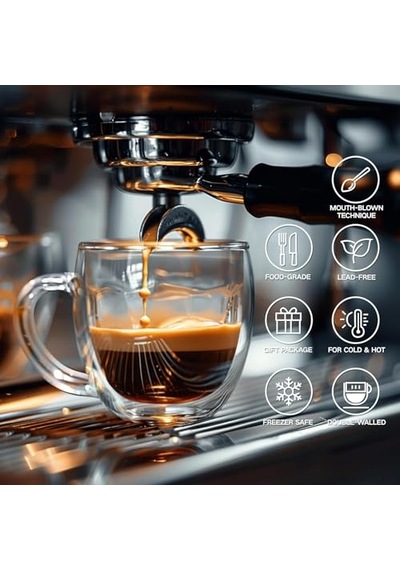 Katmanlı Cam Kupa 250 Ml Lüx Çift Cidarlı Kupa - Termos - Iki Duvarlı Yapısı İle Uzun Süre -soğuk Tutma Özelli Diğer