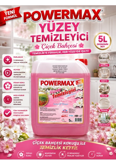 Powermax Çiçek Bahçesi Genel Yüzey Temizleyici 5 L Çok Amaçlı Temizlik Tekli