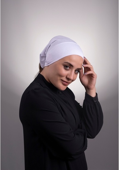 Halven Beyaz Pratik Hazır Geçmeli Iç Bone Viskon Kumaş Dikişsiz Boru Bon Beyaz