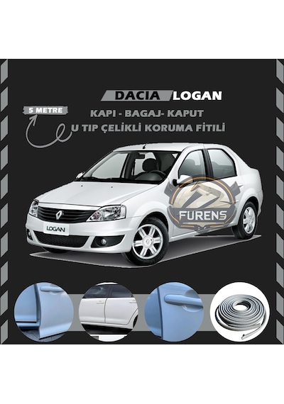 Dacia Logan Oto Araç Kapı Koruma Fitili 5metre Parlak Gri Renk