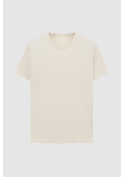 Twn Slim Fit Taş Düz Kabartma Baskılı T-shirt 4ec148551753m Taş