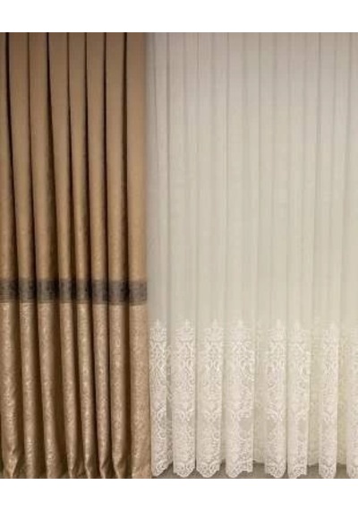 Nivemeshome Melisa Pano Fon Perde Gold 1/3 Sık Pileli Perde Apm 50x260