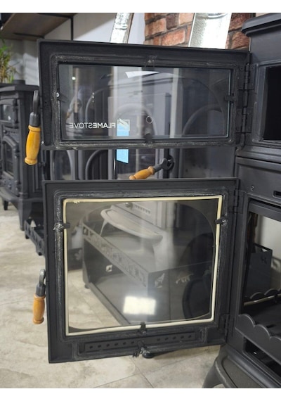 Fs-024-ak Modena Lüx Oven Alttan Küllüklü 3 Camlı Kuzineli Döküm Soba