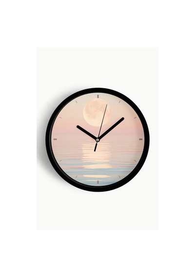 Soyut - Bohem - Doğa - Deniz Manzaralı Modern Duvar Saati - 30cm - Önü Camlı Siyah Kasa-jh0817 Siyah