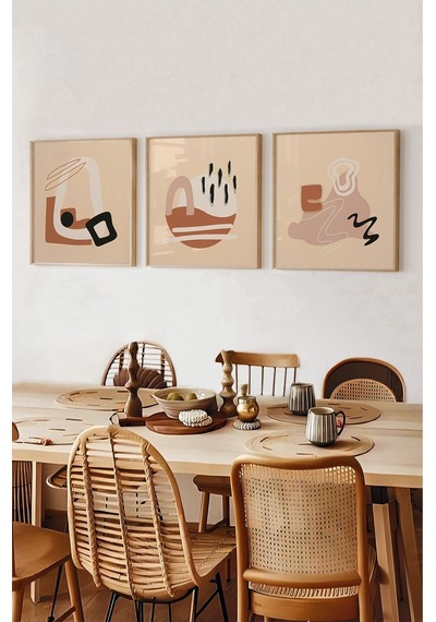 Ahşap Çerçeveli Mdf Kare Tablo Seti Mutfak Için 23 X 23 Çerçeveli Kr4047