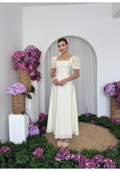 Etiler Collection Lına Midi Elbise Beyaz