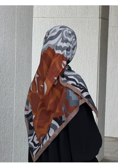 Qalortex Scarf Pamuklu Soft Mihrâ Desen Eşarp-taba