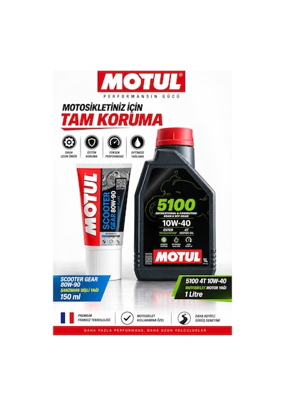 Motul 5100 10w-40 4t 1l + Scooter Gear 80w-90 Motor Ve Şanzıman Yağı Seti