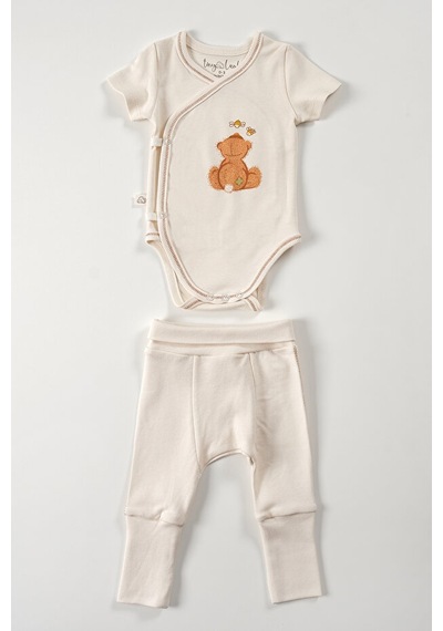 Tinylamb Fluffy Bear Yenidoğan Organik Set - 4 Parça Bej