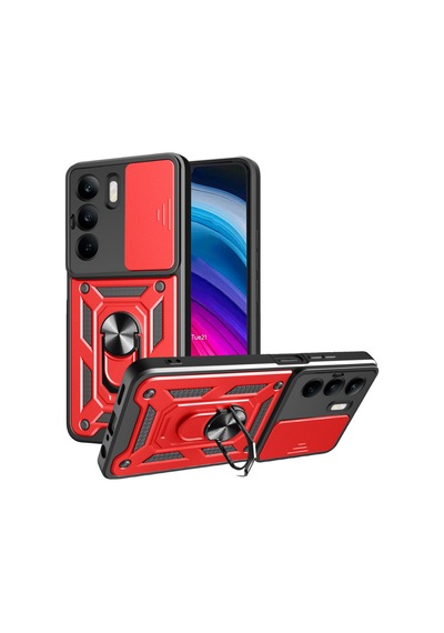 C75 4g Kılıf Pars Lens Yüzüklü Silikon - Kırmızı