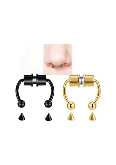 Altın Renk Burun Ucu Mıknatıslı Septum Piercing Fake Deliksiz Küpe