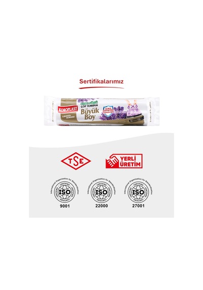 Koroplast Lavanta Kokulu Büyük Boy Büzgülü Çöp Poşeti 10'lu 65x70