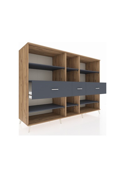 Kronos Dolap 9 Raflı 3 Çekmeceli 220x59x163 Çam-antrasit Çam-antrasit Kronos Dolap 9 Raflı 3 Çekmeceli 220x59x163 Çam-antrasit Çam-antrasit
