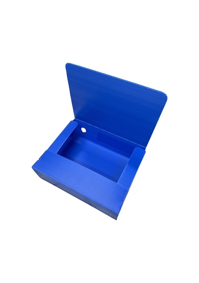 Tr Arşiv Klasörü 24x9x32cm A4 İçin Oluklu Plastik Mavi Lastikli Sırt Etiketli Metal Parmak Halkalı Arşiv Kutusu 3