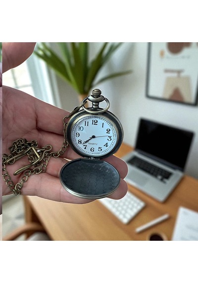 Kişiye Özel Retro Kapaklı Quartz Köstekli Saat