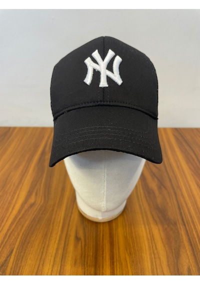 Ny Yankees Nakışlı Fileli Yazlık Beyzbol Cap Şapka Siyah - Beyaz