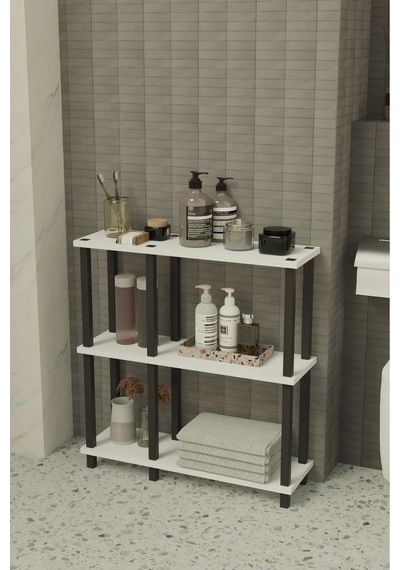 Terada 3 Katlı Banyo Düzenleyici Çok Raflı Banyo Organizeri Çok Amaçlı Banyo Düzenleyici - Beyaz Beyaz