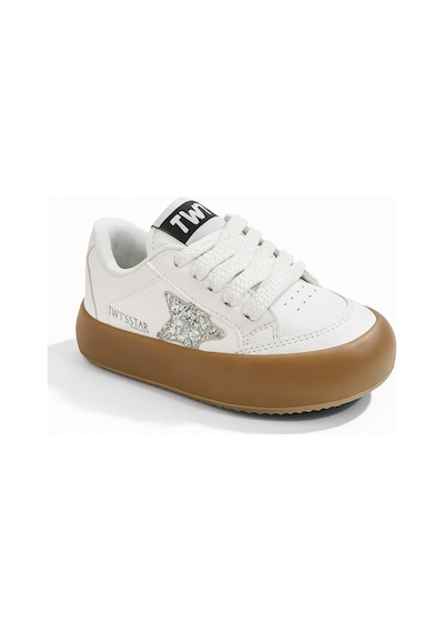 Sstar Beyaz Gümüş Kız Çocuk Cırtlı Bantlı Sneaker Spor Ayakkabı Beyaz - Pembe
