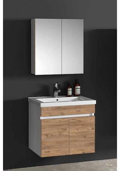 Çiğdem 55 Cm Beyaz-atlantik Mdf Lavabolu Asma Banyo Dolabı Takımı Beyaz - Atlantik Çam