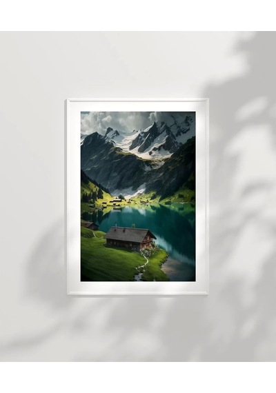 Çerçevesiz Poster Beyaz Zirveler Ve Yeşil Vadi
