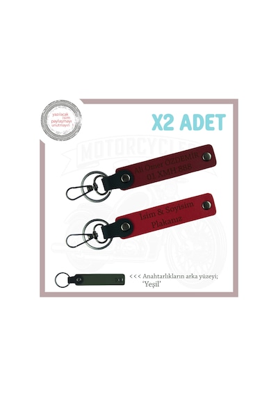 Minimal Ve Şık Hediye Arayanlara Kişiye Özel Plaka & İsimli Anahtarlık Seti, Kırmızı-bordo-ysl Çok Renkli
