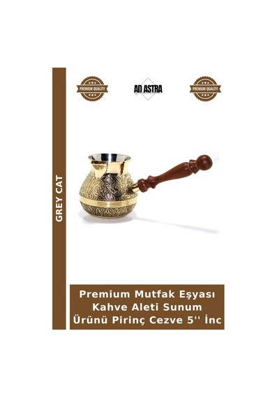 Premium Mutfak Eşyası Kahve Aleti Sunum Ürünü Pirinç Cezve 5'' İnc