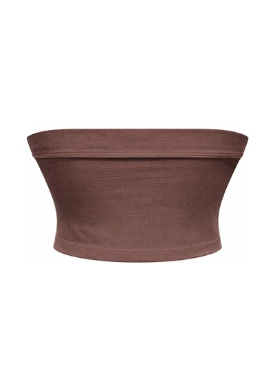 Mixray 2082 Kadın Straplez Basic Crop Top Bluz Kahve