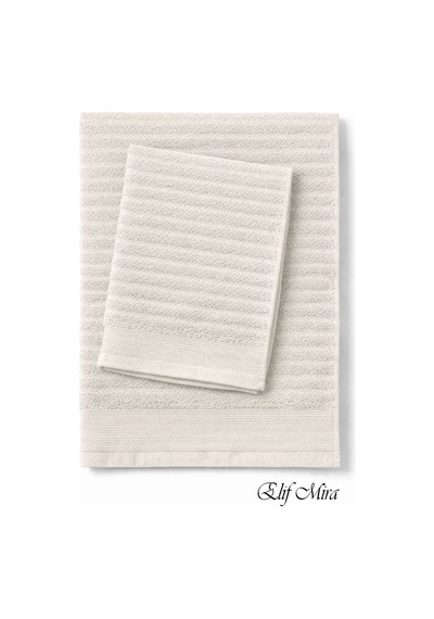 2 Parça Banyo Havlusu Seti Pamuklu Şeyma 70x140 + 50x85 Cm Krem