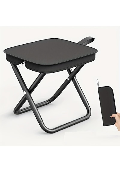 Taşıma Çantalı Portatif Katlanabilir Kamp Ve Balıkçı Taburesi - Pratik Mini Sandalye Siyah