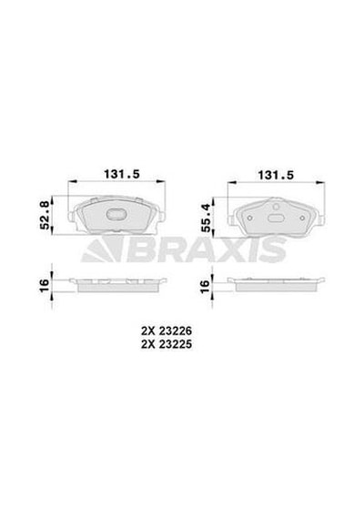 Braxis Ab0007 Ön Fren Balatası Combo C Corsa C 1.3 1.7 Cdtı 01-meriva 03-tigra 04- 1605964