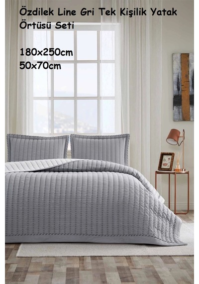 Özdilek Nakışlı -line Gri- Tek Kişilik Yatak Örtüsü 180x250
