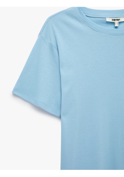 Koton Pamuklu Kısa Kollu Bisiklet Yaka Oversize Basic Tişört Mavi 6sak50524ek Koton Pamuklu Kısa Kollu Bisiklet Yaka Oversize Basic Tişört Mavi 6sak50524ek