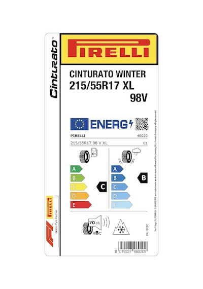 Pirelli 215/55R17 98V Xl Cinturato Winter M+S 3Pms Oto Kış Lastiği  2026