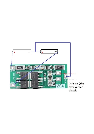 Robotiko-2S Bms 20A 18650 Lityum Pil Şarj Koruma Devresi Balanslı