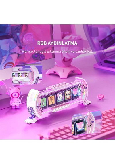 Ayrex Divoom Times Gate Pixel Art Bilgilendirici Ekran, Wıfı 5 Adet 128 128 Ips Ekran, Led Dijital Saat Işıkları Oy