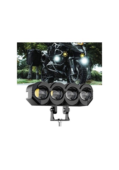 Motosiklet 4 Led Lazer Sis Farı 2 Adet Delici Beyaz Sarı Çift Renk Metal Baykuş Led Işık