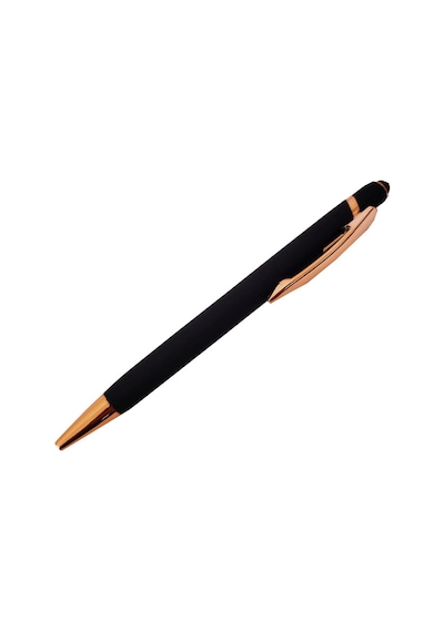 1 Adet Tükenmez Kalem Rubber Touchpen Metal Gövde Kauçuk Kaplamalı Dokunmatik Kalem Siyah Stylus