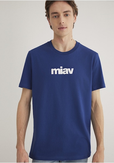 Mavi Miav Baskılı Tişört 067153-70722 Lacivert Mavi