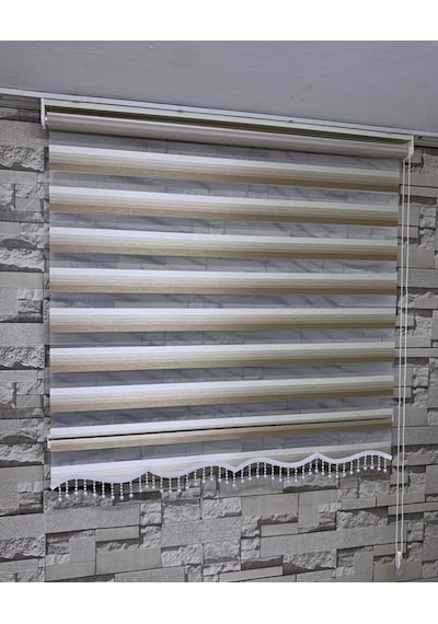 Krem Kahve Geçişli Zebra Perde Tüm Ölçülerde