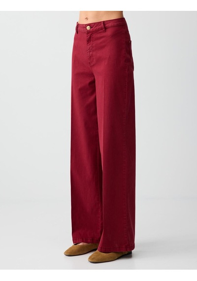 Jimmy Key Jimmy Key Bordo Normal Bel İspanyol Paça Dokuma Uzun Pantolon 6sw185482562